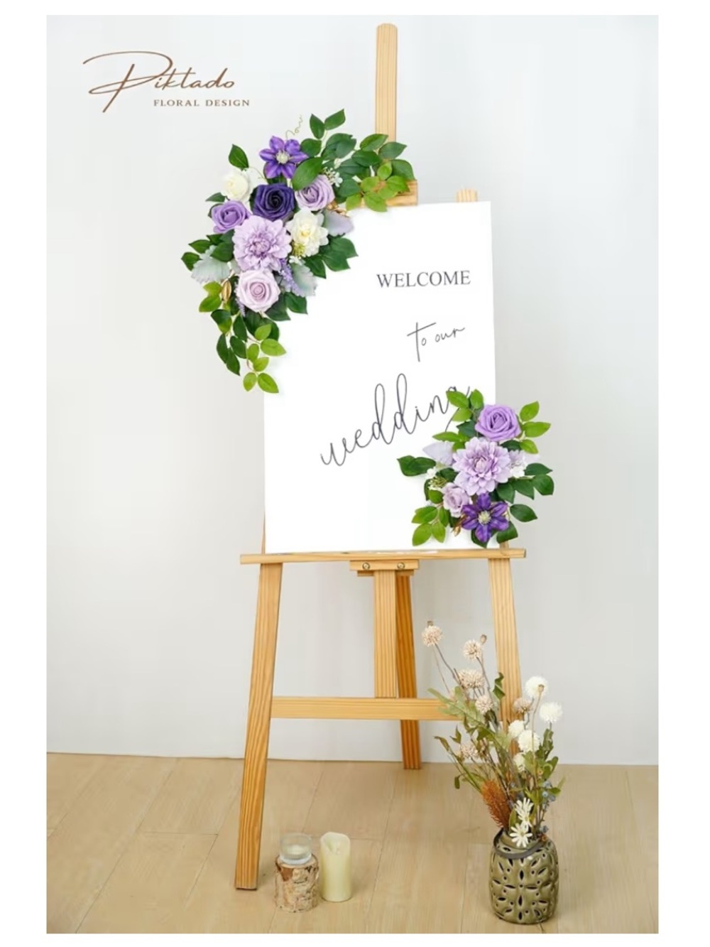 Faux Lilac, Purple and Cream Flower Swag Set of 2   NWT